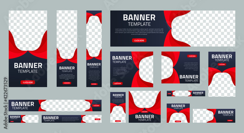 set of corporate web banners of standard size with a place for photos. Vertical, horizontal and square template. vector illustration EPS 10