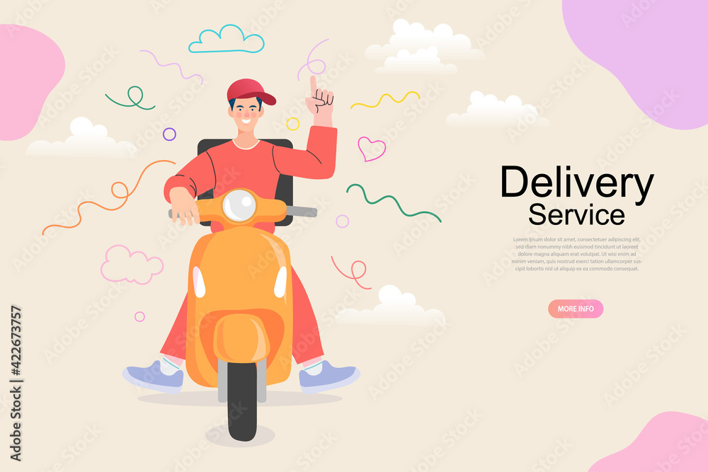 Delivery app isometric website template. E-commerce concept. shopping online service and quick shipping a parcel around city by motorcycle staff. Delivery app isometric website template. E-commerce concept. shopping online service and quick shipping a parcel around city by motorcycle staff.