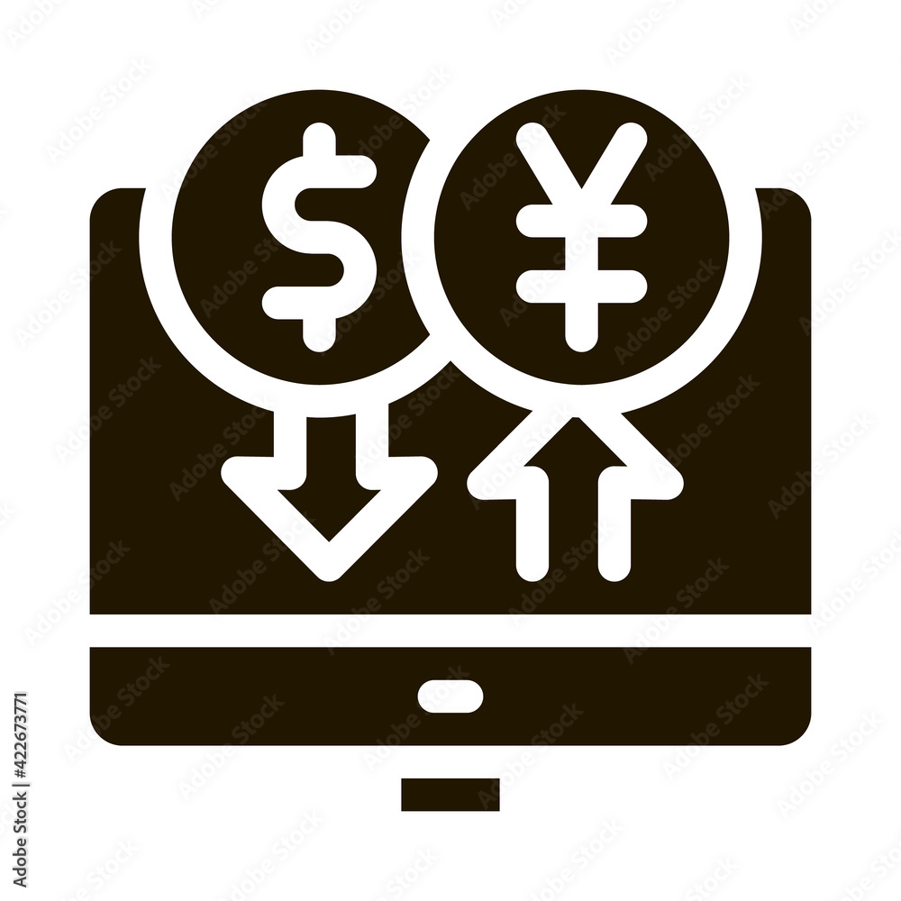 computer currency exchange icon Vector Glyph Illustration computer currency exchange icon Vector Glyph Illustration