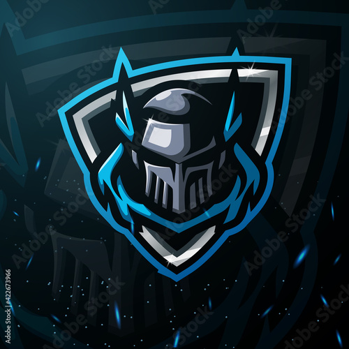 Knight head mascot esport logo design