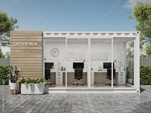Fototapeta Mobile office container 3D render #2
