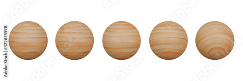 3D render. Realistic wooden sphere isolated on white background. Object with clipping path.
