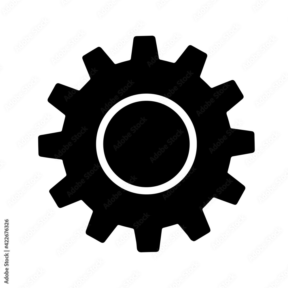 Gear sign simple icon on background. icon of work tools