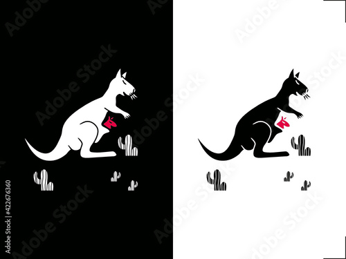 high contrast card cute baby kangaroo