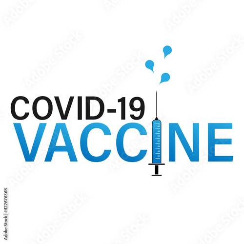 Medical syringe with vaccine. Covid-19 coronavirus vaccination concept
