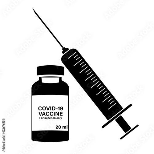 Simple illustration of vaccine bottle. Covid-19 coronavirus vaccination concept
