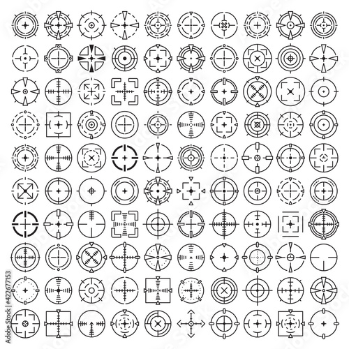 big set of crosshair, dart and target aim icons vector