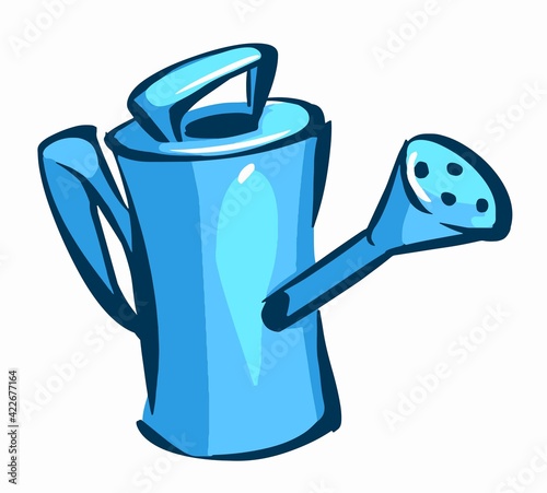 Cartoon metal watering can for the garden design isolated on white