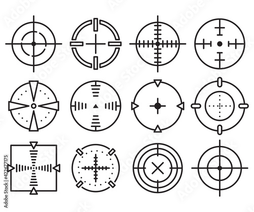 crosshair, dart and target aim icons vector