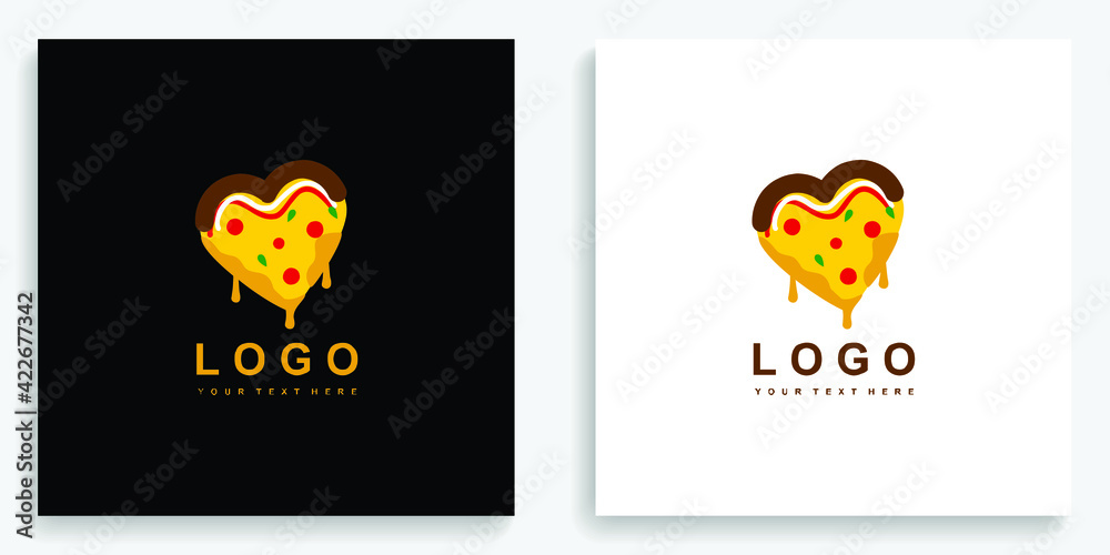 Pizza Love Heart Logo. Modern logo icon symbol template vector design