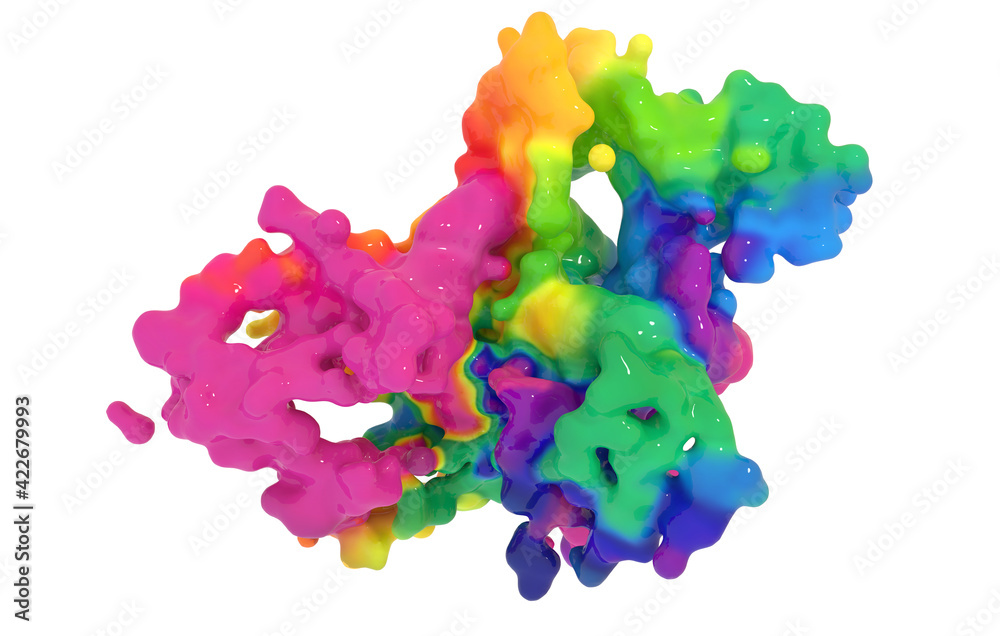 massive multicolored blob of bright paint isolated on white