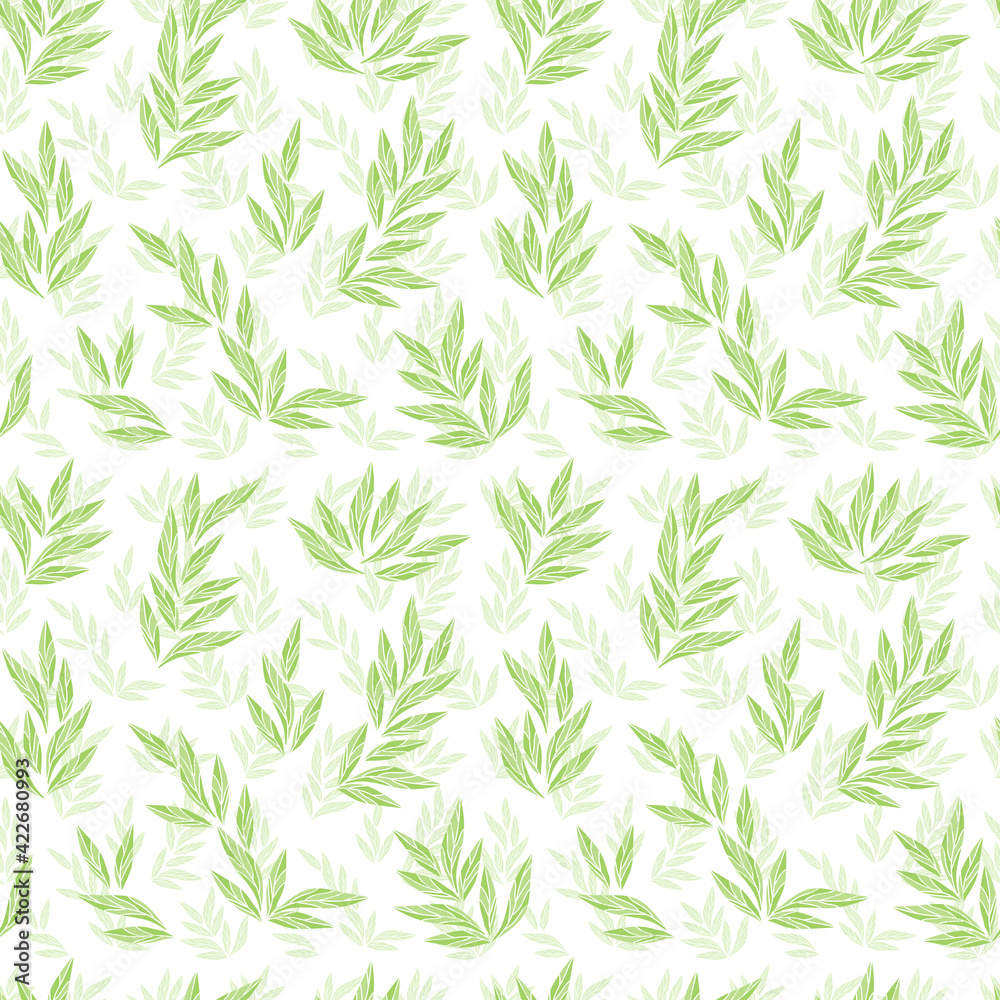 Naklejka premium Foliage seamless pattern. Leaves background. Green background with leafs.