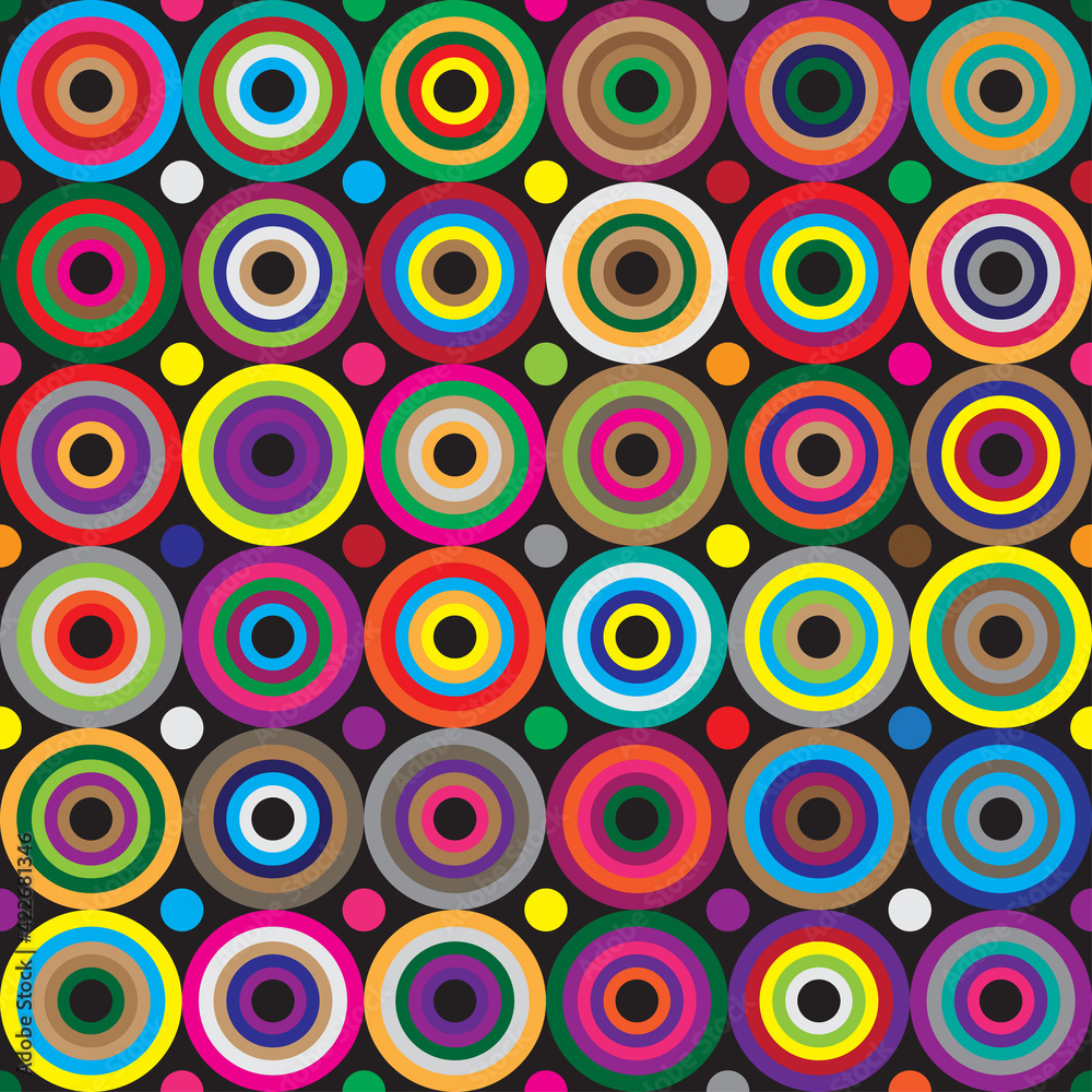 Multicolor background. Circles seamless pattern. Abstract geometric background.
