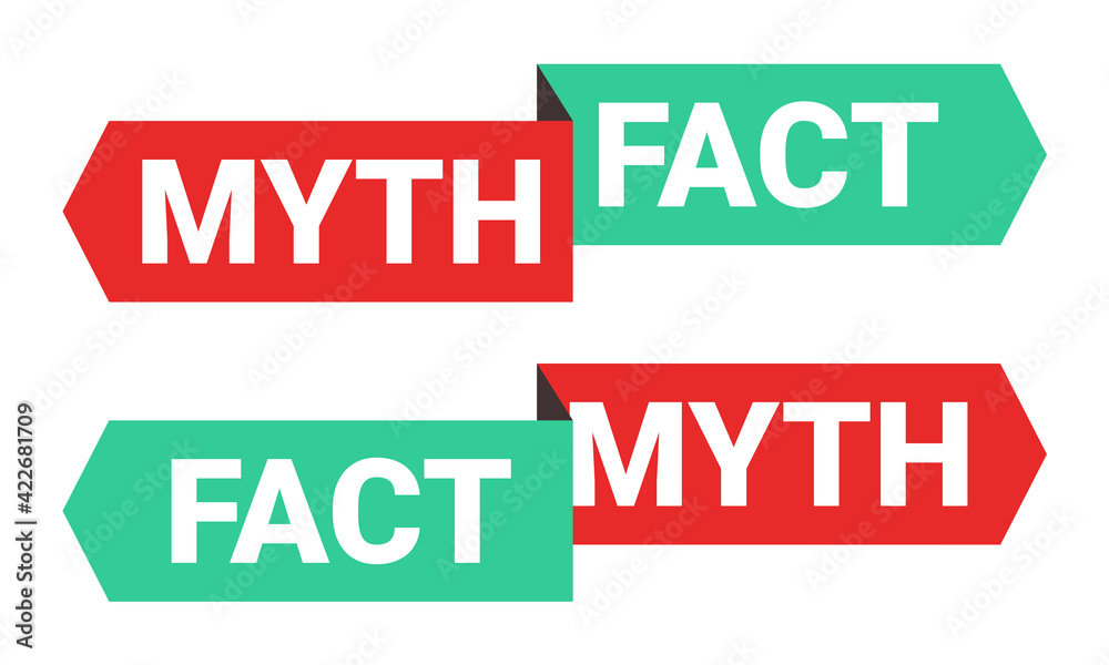 Fact myth sign with two sided directions. Concept of thorough fact-checking or easy compare evidence. Illustration vector Fact myth sign with two sided directions. Concept of thorough fact-checking or easy compare evidence. Illustration vector