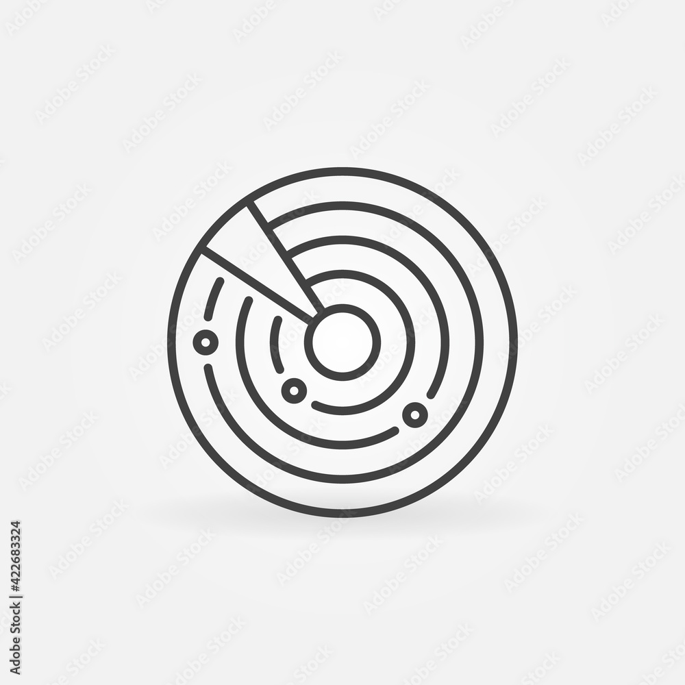 Outline Radar Display vector concept round icon Outline Radar Display vector concept round icon