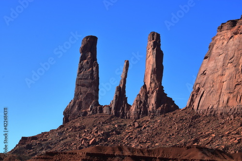 Three Sisters monument, Monument Valley, Arizona