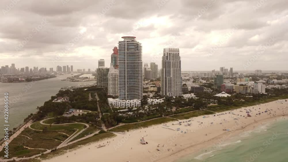 Miami Beach condominium buildings aerial clip Miami Beach condominium buildings aerial clip