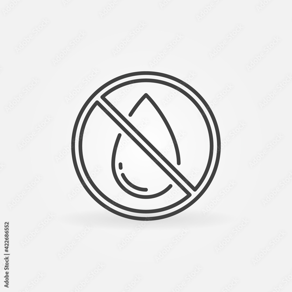 Ban Water Drop vector forbidding concept linear icon Ban Water Drop vector forbidding concept linear icon