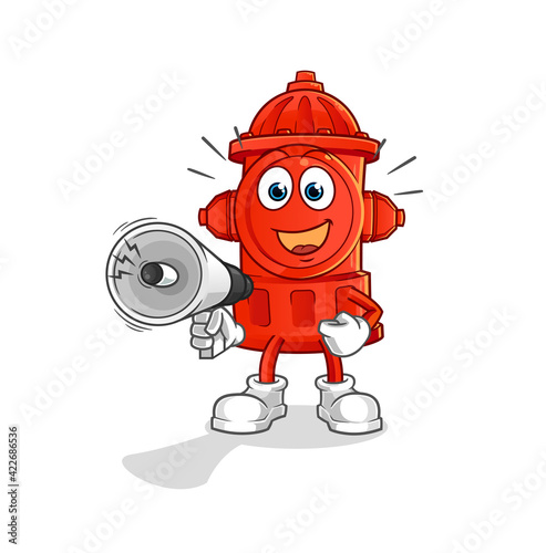 fire hydrant holding hand loudspeakers vector. cartoon character
