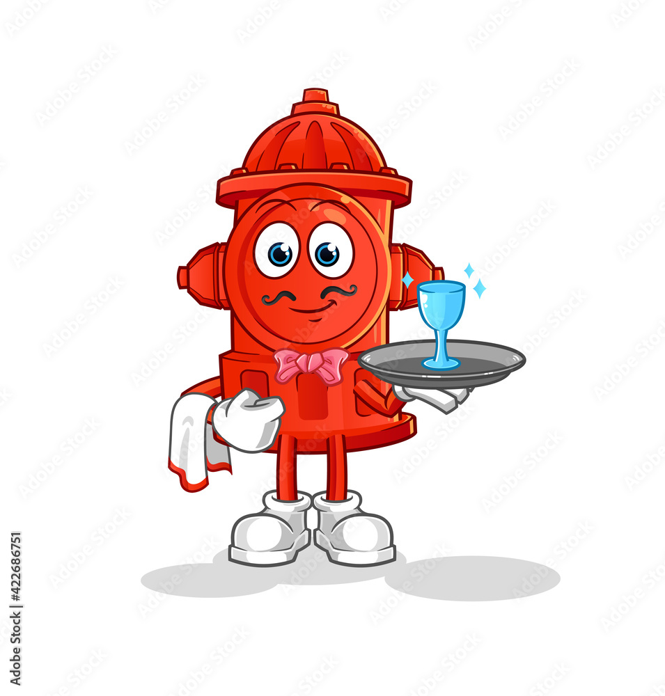 fire hydrant waiter cartoon. cartoon mascot vector