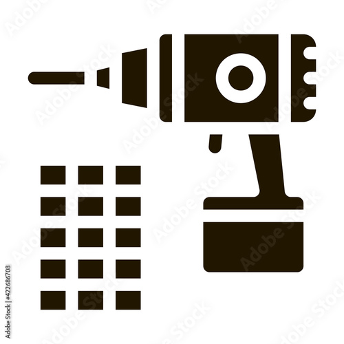 drill repair battery icon Vector Glyph Illustration