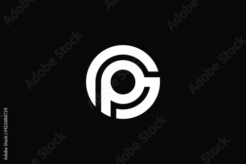 GP logo letter design on luxury background. PG logo monogram initials letter concept. GP icon logo design. PG elegant and Professional letter icon design on black background. G P PG GP