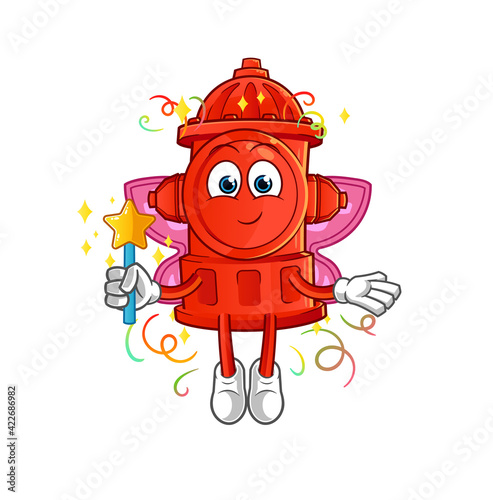 fairy with wings and stick. cartoon mascot vector