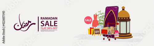 Ramadan sale banners set,discount and best offer tag, label or sticker set on occasion of Ramadan Kareem and Eid Mubarak, vector illustration