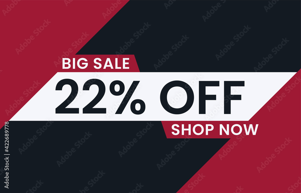 Big Sale 22% Off Shop Now. 22 percent discount Special Offer Modern Banner