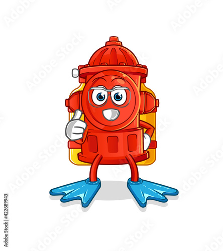 fire hydrant divers mascot. cartoon vector