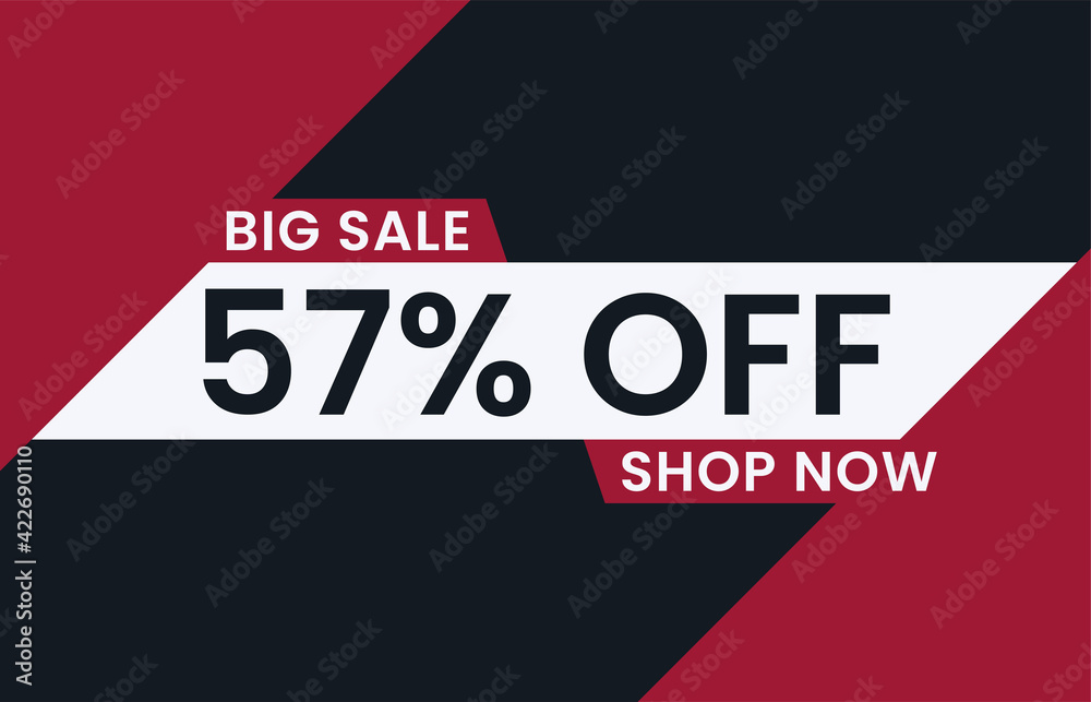 Fototapeta premium Big Sale 57% Off Shop Now. 57 percent discount Special Offer Modern Banner