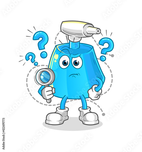 cleaning spray searching illustration. character vector