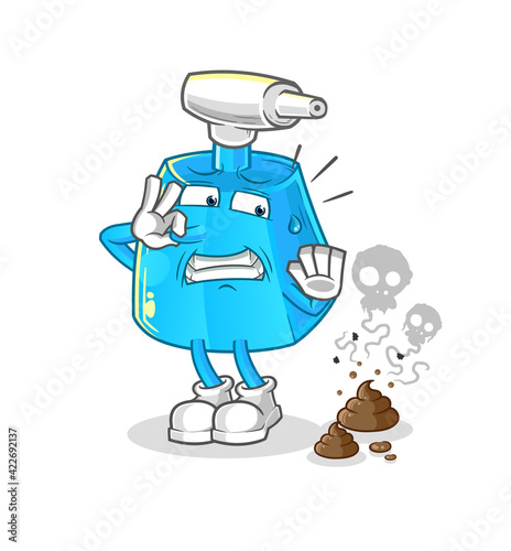 cleaning spray with stinky waste illustration. character vector