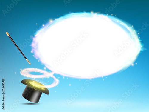 Magic wand and hat with glow.