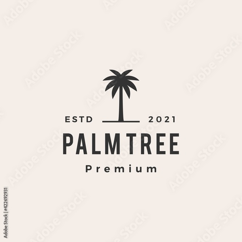 palm tree hipster vintage logo vector icon illustration photo