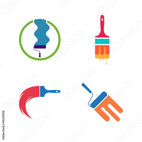 Set of Paint logo design vector illustration  Creative Paint logo design concept template  symbols icons