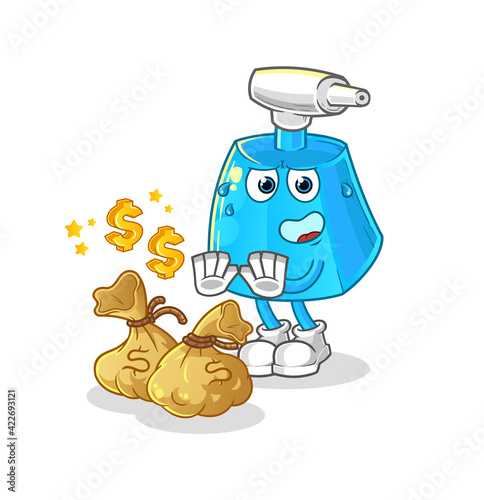 cleaning spray refuse money illustration. character vector