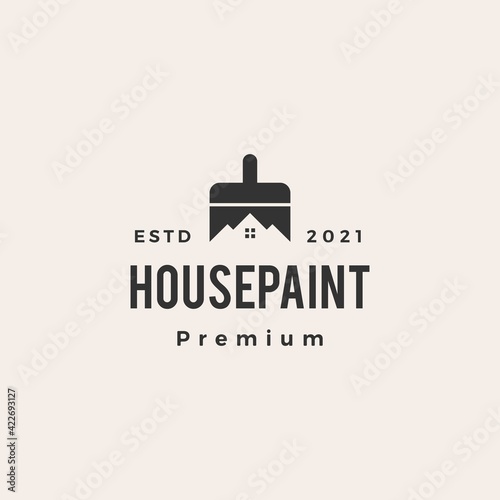 house paint brush service hipster vintage logo vector icon illustration