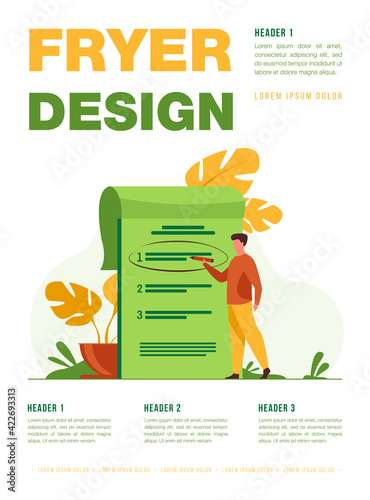 Manager prioritizing tasks in to do list. Man taking notes, planning his work, underlining important points. Vector illustration for agenda, checklist, management, efficiency concept