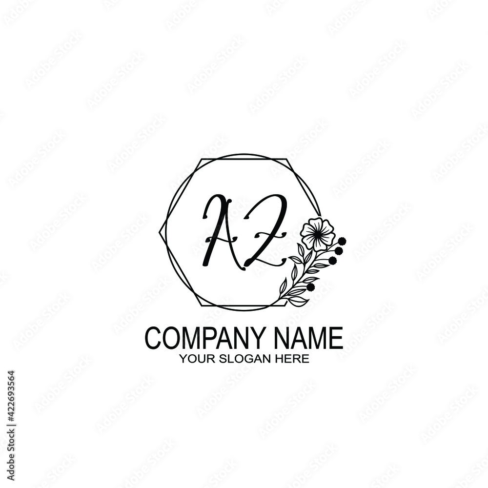 AZ Initials handwritten minimalistic logo template vector AZ Initials handwritten minimalistic logo template vector