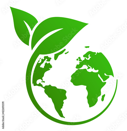 葉と地球のエコロジーのアイコン マーク