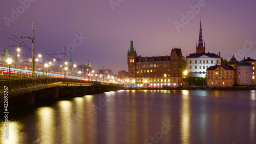 Scenic Famous Panoramic View Of Stockholm Skyline At Summer Evening. Famous Popular Destination Scenic Place. © khalid
