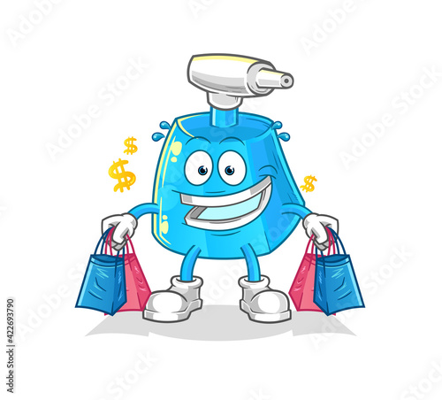 cleaning spray shoping mascot. cartoon vector