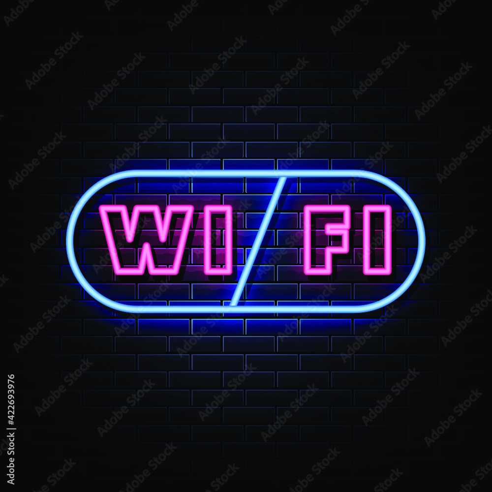 Obraz premium Wifi Neon Signs Style Text Vector