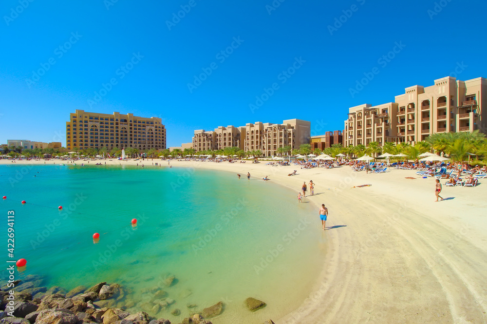 Beach in Ras al Khaimah, al Marjan island, United Arab Emirates.