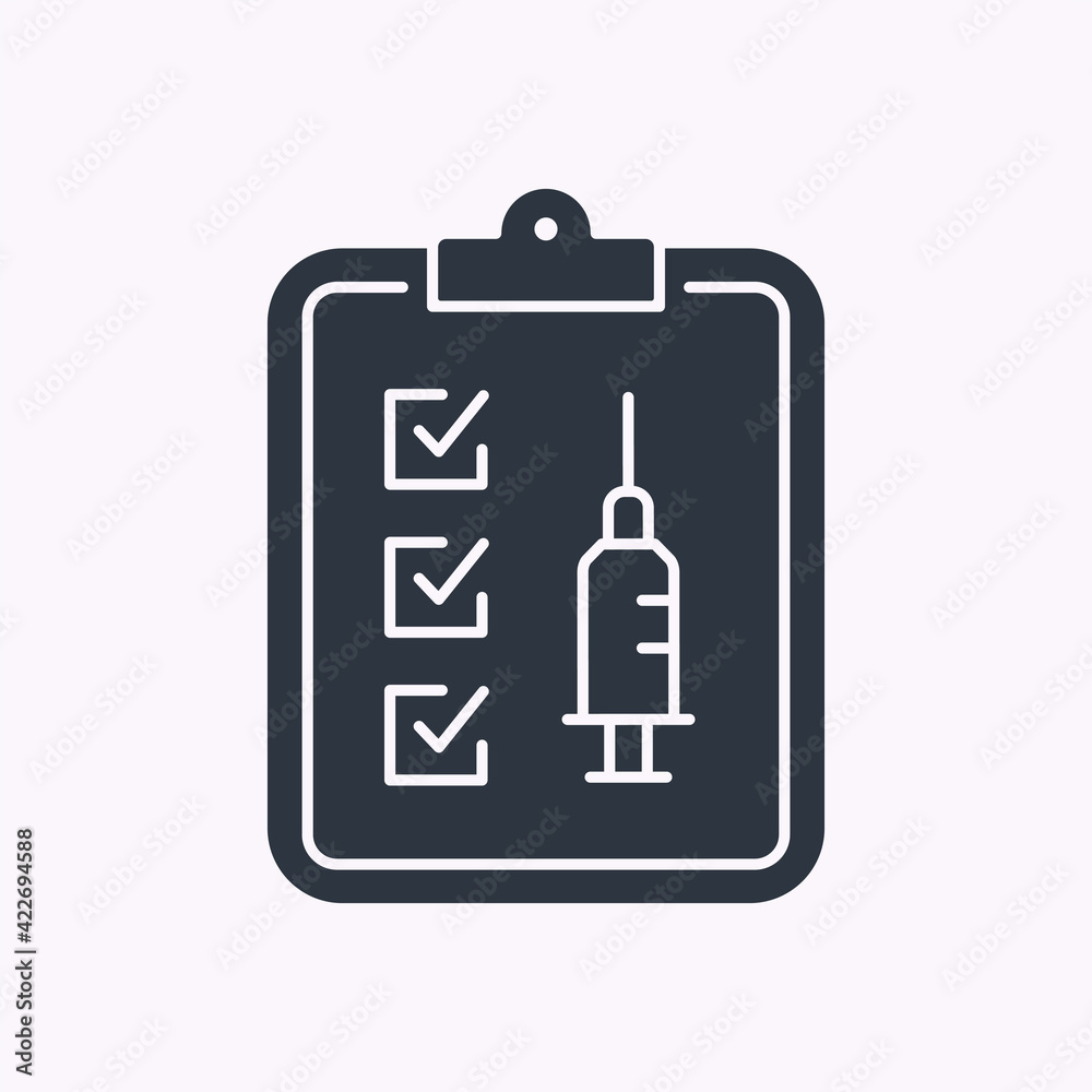 Program vaccination glyph icon on white background. Vector illustration. Program vaccination glyph icon on white background. Vector illustration.
