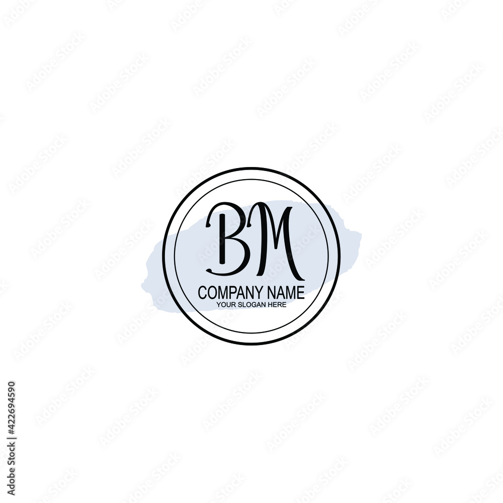 BM Initials handwritten minimalistic logo template vector BM Initials handwritten minimalistic logo template vector