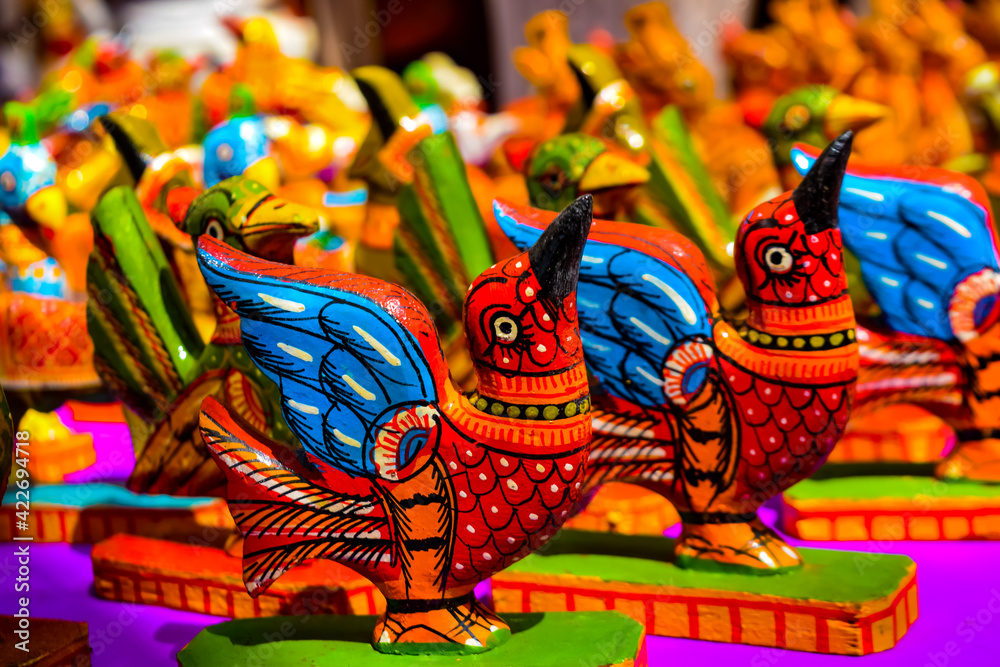 The Great Hand Made Clay Birds Toys Colorful Painted On the Toy Indian Traditional Hand Made Toys So Beautiful Art Work