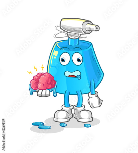 cleaning spray no brain vector. cartoon character