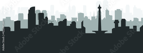 Jakarta City Skyline silhouette illustration